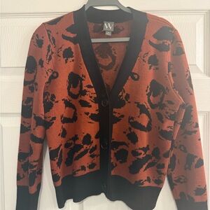 Worthington Orange and Black Patterned Cardigan